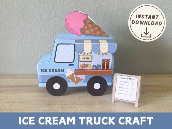 Download Ice Cream Truck Paper Craft Template - Craft Collection