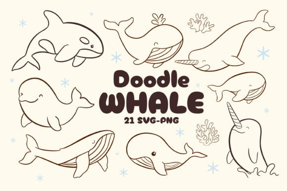 Download Cute Doodle Hand Drawn Whale Coral Svg - Coral svg Collection
